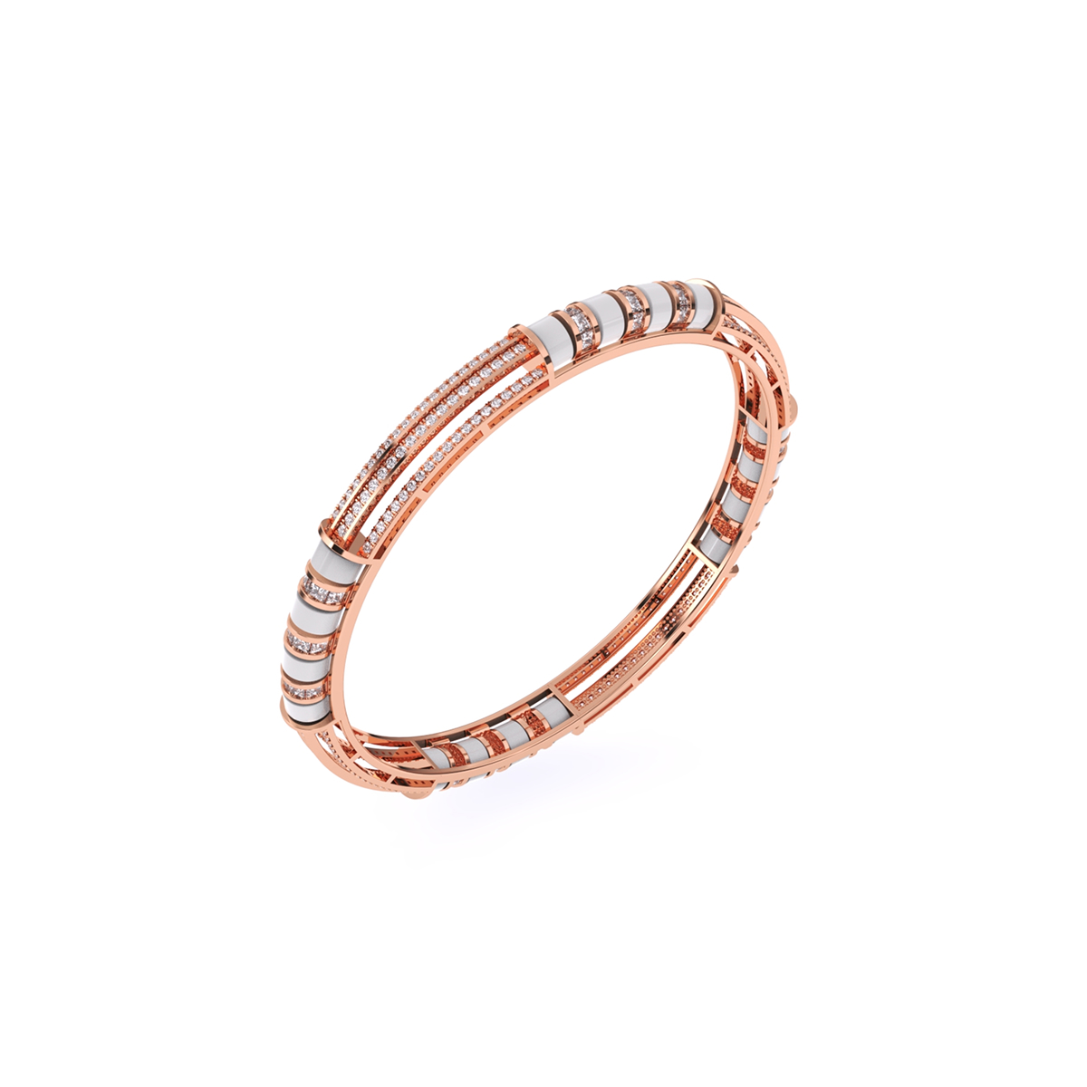 Modern Round Cluster Diamond Bangle